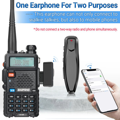 Baofeng Walkie Talkie Wireless Bluetooth PTT Headset Earpiece Hands-free K Plug For Kenwood UV-5R BF-888S Quansheng UV K5 (8)-EXPROTAS