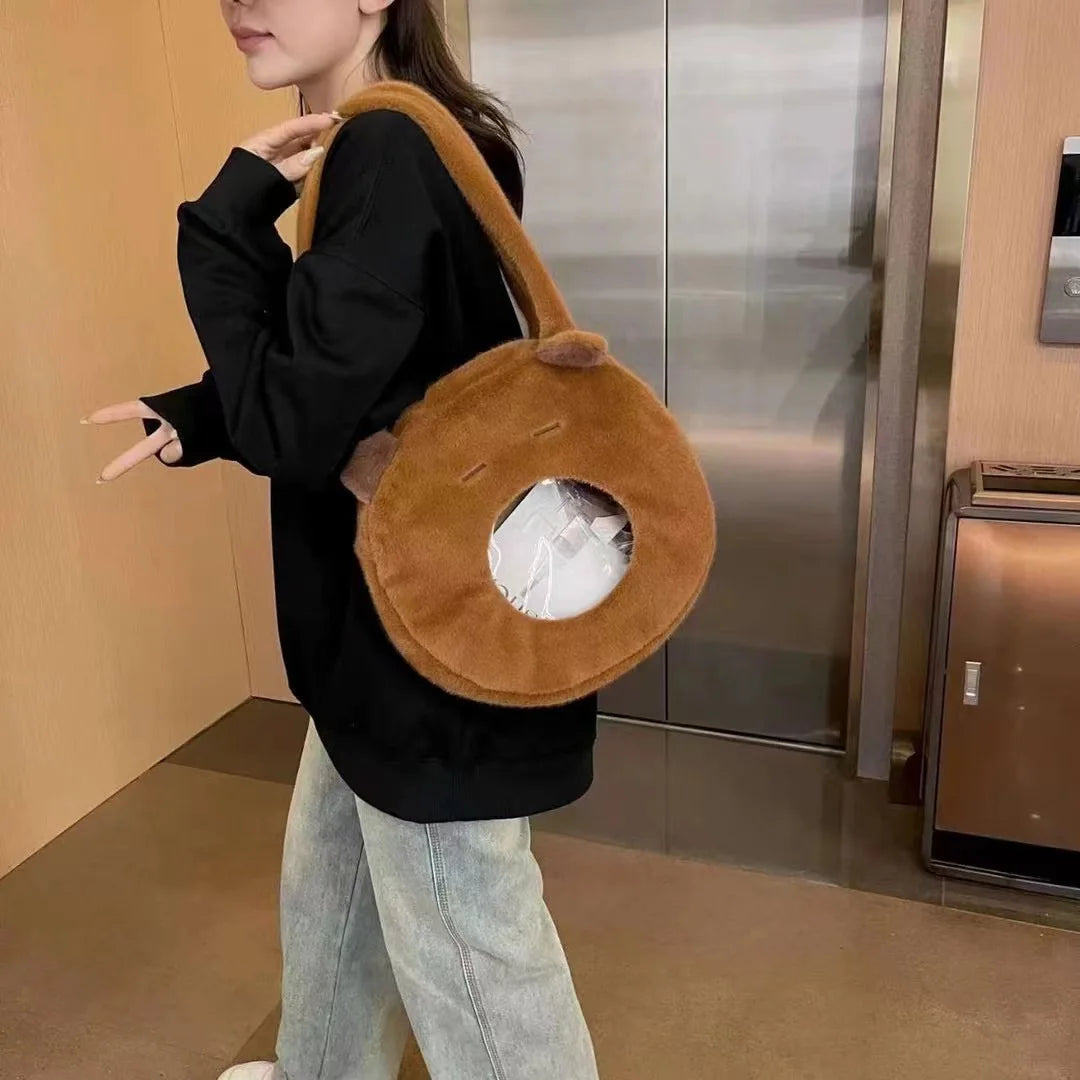 Kawaii Capybara Plush Shoulder Bag Mini Backpack Doll Kids Gift