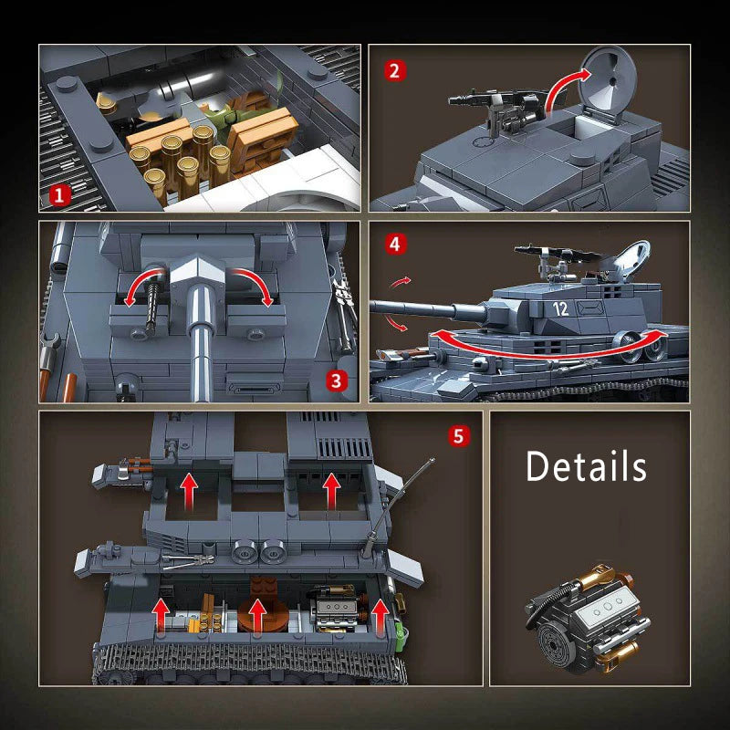 WW2 German Panther Panzer IV Tiger I Tank Building Blocks Military Brick Set