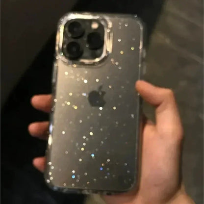 Transparent Glitter Shockproof Soft Case for iPhone 13-16 Pro Max Mini