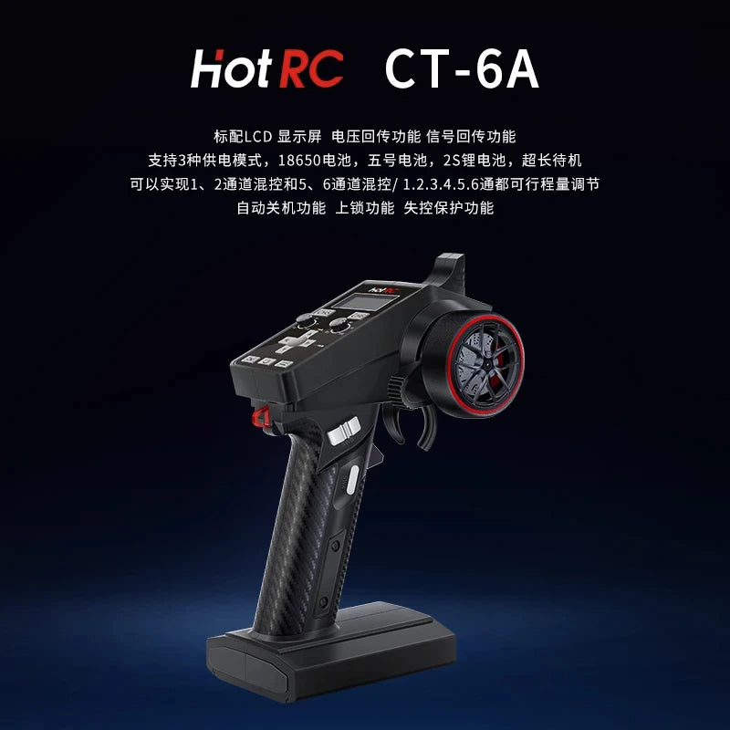 Hotrc CT-6A/CT-4A 6CH/4CH 2.4GHz Radio Transmitter with F-06A/F-04A Receiver for RC Car Boat Tank