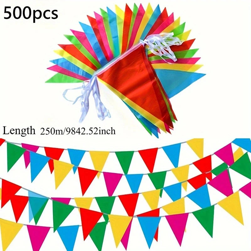 100/300/500Pcs Birthday Party Flags Pennant Banner Outdoor Decoration