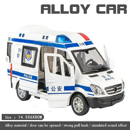 1:32 Mini Alloy Car Diecast Ambulance Fire-Truck Policecar Model Sound And Light Vehicle Simulation Collection Gifts Toys Boys-EXPROTAS