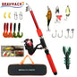 Spinning Reel Fishing Rod Telescopic Full Combo Set with Baits Hooks Travel