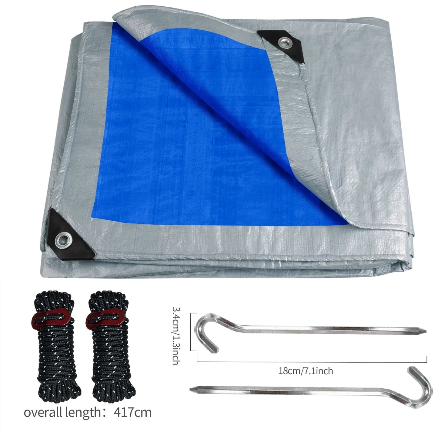 Waterproof Tarp Cover Heavy Duty Tarpaulin 3x3M Camping Ground Sheet