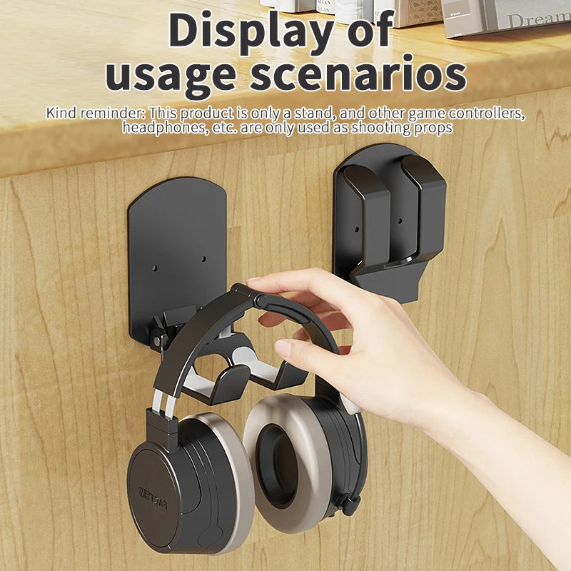 Universal Headphone Stand Wall Mount Holder Adhesive Under Desk Hanger