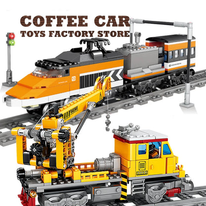 City Power MOC Train Building Blocks Railway Track Locomotive Model Kids Toys