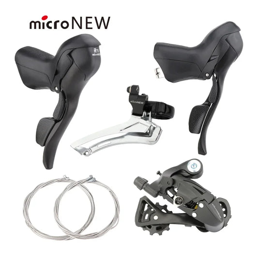 MicroNEW Road Bike Shifters 2×7–2×10 3×7–3×11 Brake Lever Set Compatible Shimano - EXPROTAS