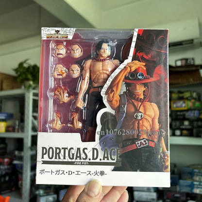 SHF One Piece Portgas D Ace Fire Fist Luffy PVC Movable Action Figure Toy