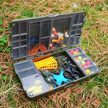 Hirisi Carp Fishing Organizer Box, Portable Tackle Storage w/ 27 Magnetic Grids