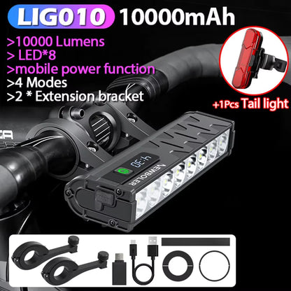 NEWBOLER Bicycle Front Headlight 10000 Lumen 10000mAh USB Rechargeable MTB Road - EXPROTAS