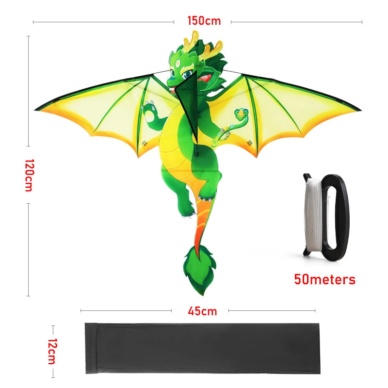 Yongjian Green Chinese Dragon Kite 50m Upgraded Cartoon Stunt Kite