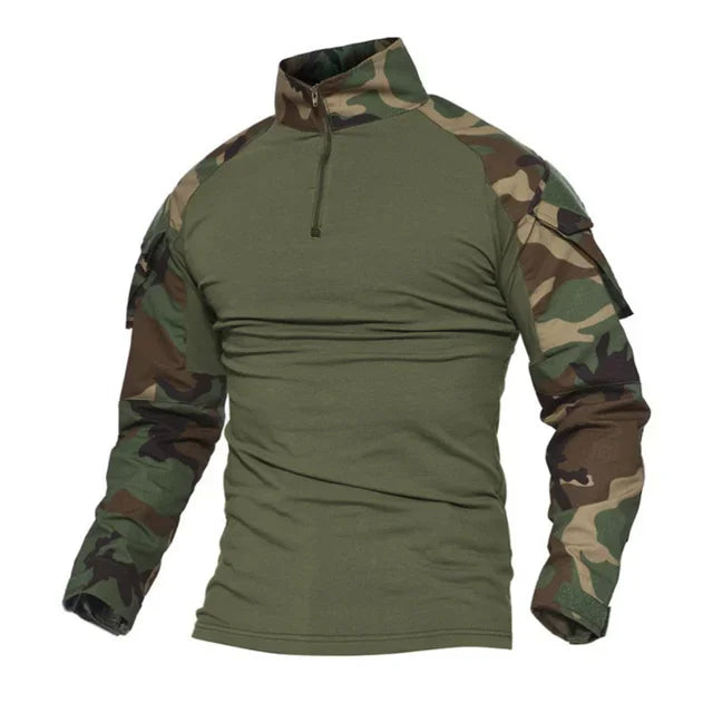 Mens Combat Military Tactical Long Sleeve Camo T-Shirt Army Shirt