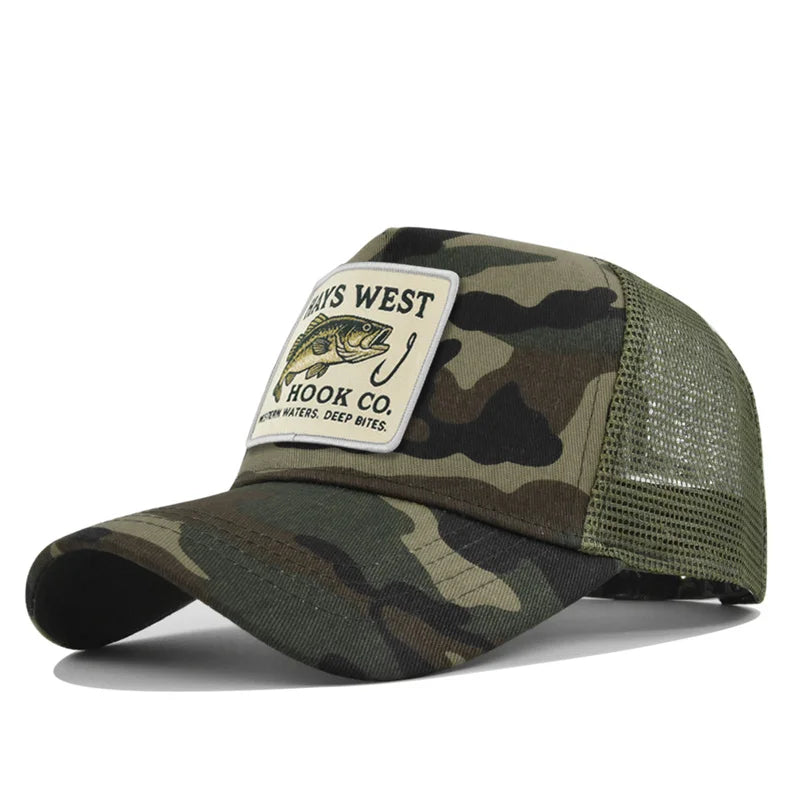 Mesh Fishing Cap Snapback Trucker Hat Breathable Unisex Outdoor