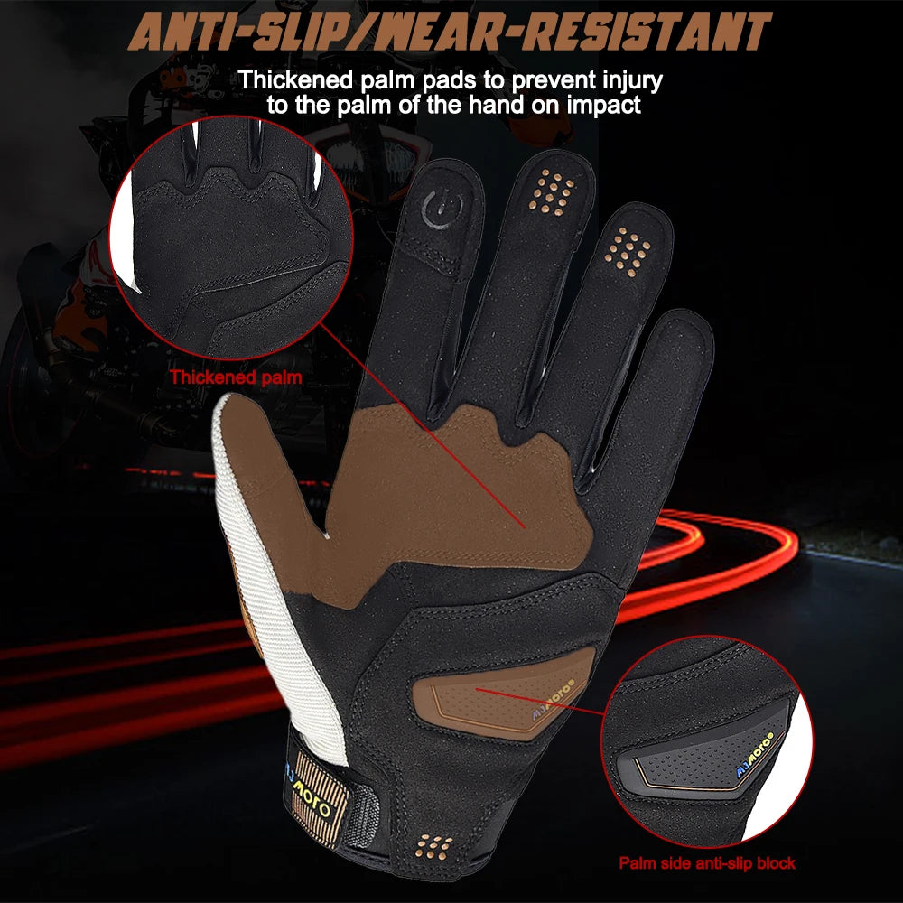 MJMOTO Summer Motorcycle Gloves Windproof Touchscreen Non-Slip Motocross