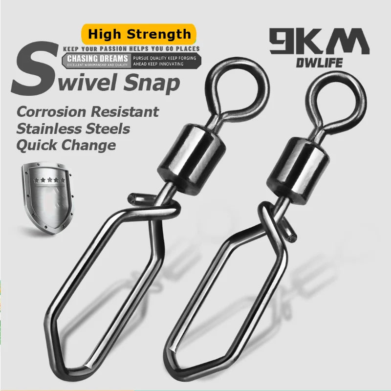 100Pcs Snap Clip Fishing Swivels Interlock Barrel Connector Sea Carp