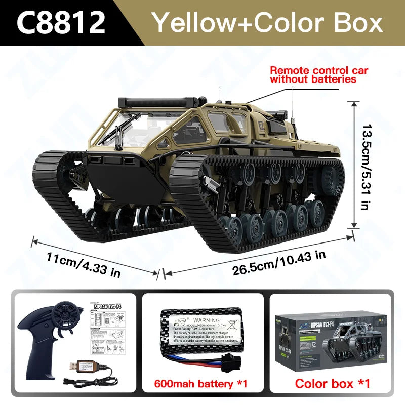 C8812 MAX RC Tank Car LED Light Full Scale Drift Off-Road Remote Control Toy