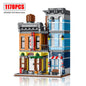 1178pcs Street View Building Blocks Pizza Shop Modular Architecture Sets MOC Detective Agency Boys Toys for Children Gifts 20104-EXPROTAS