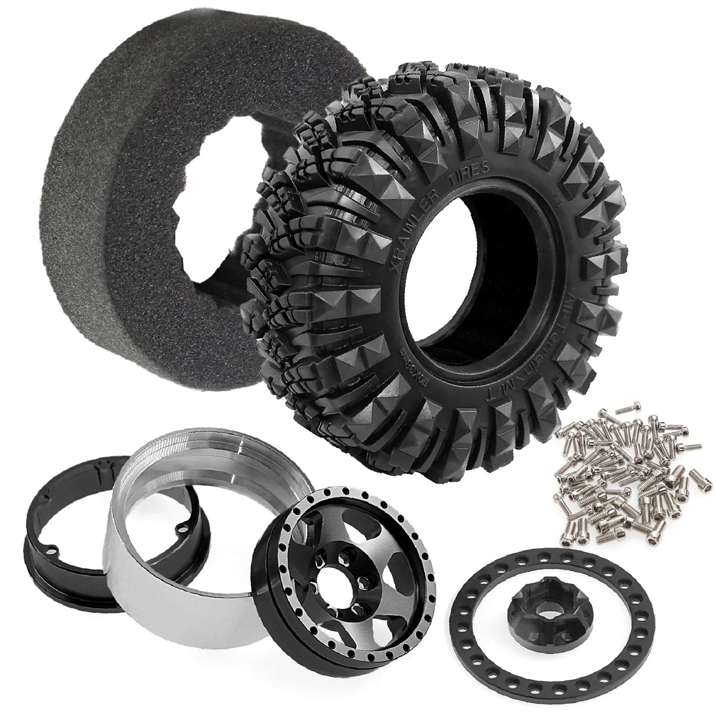 4Pcs RC Crawler Wheel Beadlock Metal Rim Tyres 1.9" for Axial TRX-4