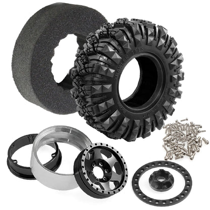 4Pcs RC Crawler Wheel Beadlock Metal Rim Tyres 1.9" for Axial TRX-4