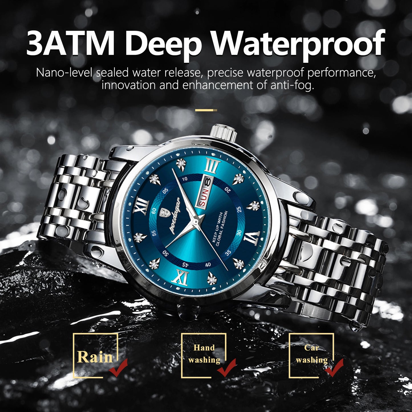 Poedagar Luxury Men's Watch Waterproof Quartz Luminous Date Stainless Steel