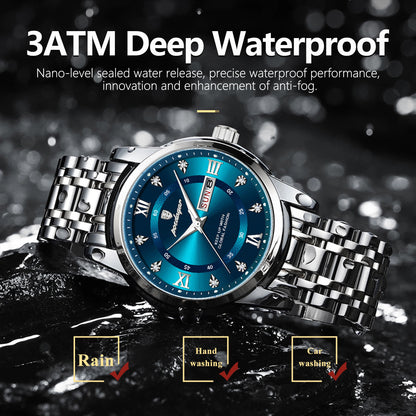 Poedagar Luxury Men's Watch Waterproof Quartz Luminous Date Stainless Steel