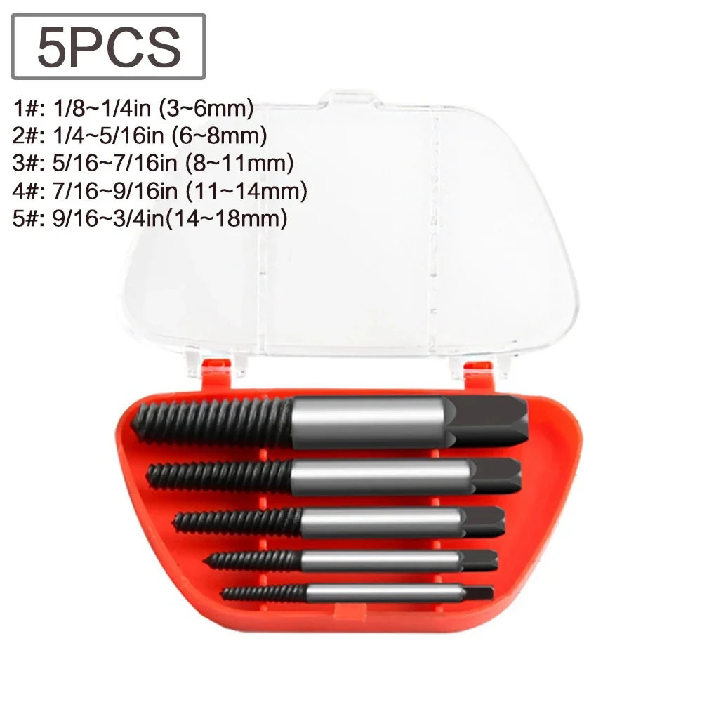 8Pcs Drill Bits Screw Extractor Remover Broken Damaged Easy Out Steel