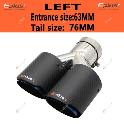 EPLUS Car Carbon Fiber Matte Muffler Tip Y Shape Double Exit Exhaust Pipe Mufflers Nozzle Decoration Universal Stainless Blue-EXPROTAS