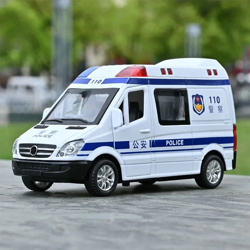 1:32 Mini Alloy Car Diecast Ambulance Fire-Truck Policecar Model Sound And Light Vehicle Simulation Collection Gifts Toys Boys-EXPROTAS