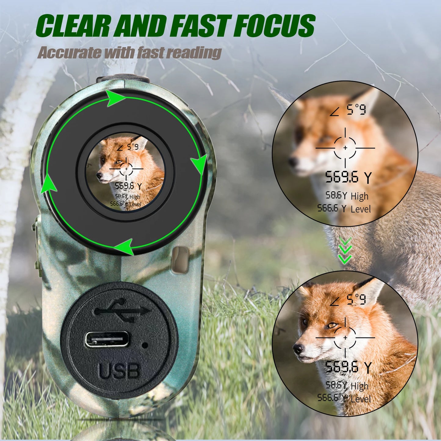 REVASRI Hunting Laser Rangefinder 1000 Yards with Rechargeable Battery Hunting Range Finder with Target Acquisition Technology E-EXPROTAS