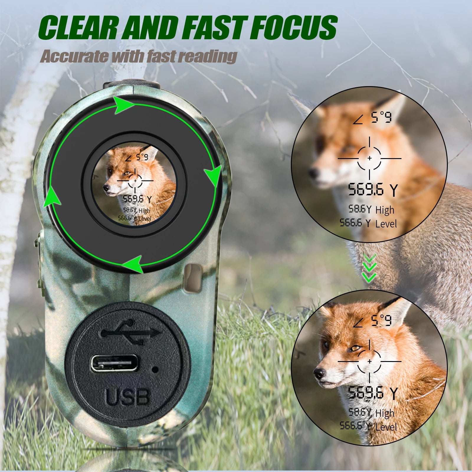 REVASRI Hunting Laser Rangefinder 1000 Yards with Rechargeable Battery Hunting Range Finder with Target Acquisition Technology E-EXPROTAS