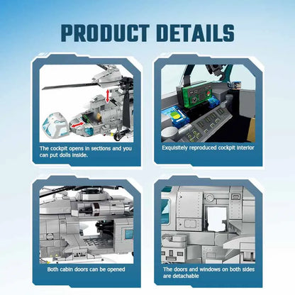 SEMBO Z-20 Navy Helicopter Building Blocks 862pcs Armed Aircraft Model Bricks Toy Gift