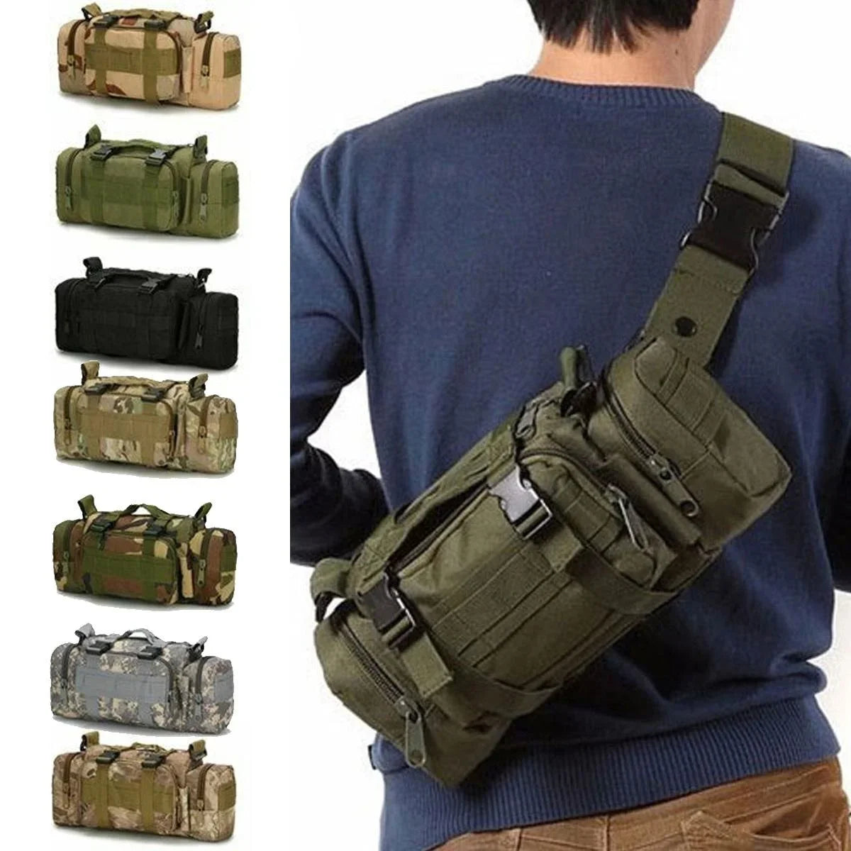 Outdoor Tactical Pack Waist Bag Camping Hiking Pouch Chest Bag Large
