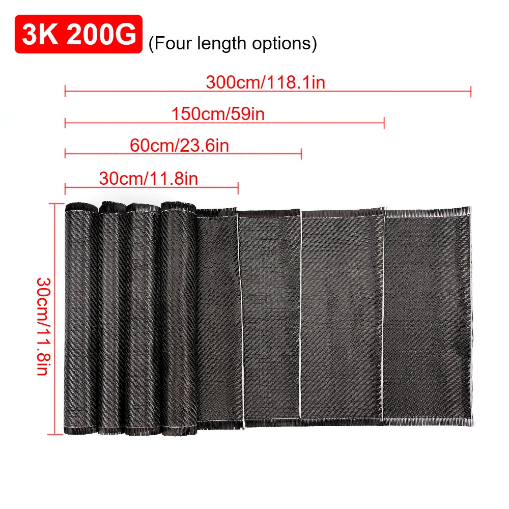 3K 200gsm Carbon Fiber Cloth 50cm/30cm wide Plain Carbon Fabric For Commercial Car Part Sport Equipment-EXPROTAS