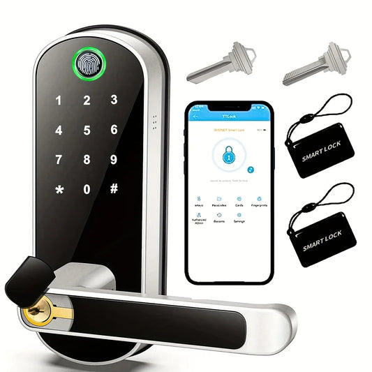 Smart Fingerprint Door Lock App Remote Control Keyless WIFI Digital Touchscreen Lock NFC IP67 Waterproof with 2 IC Cards-EXPROTAS