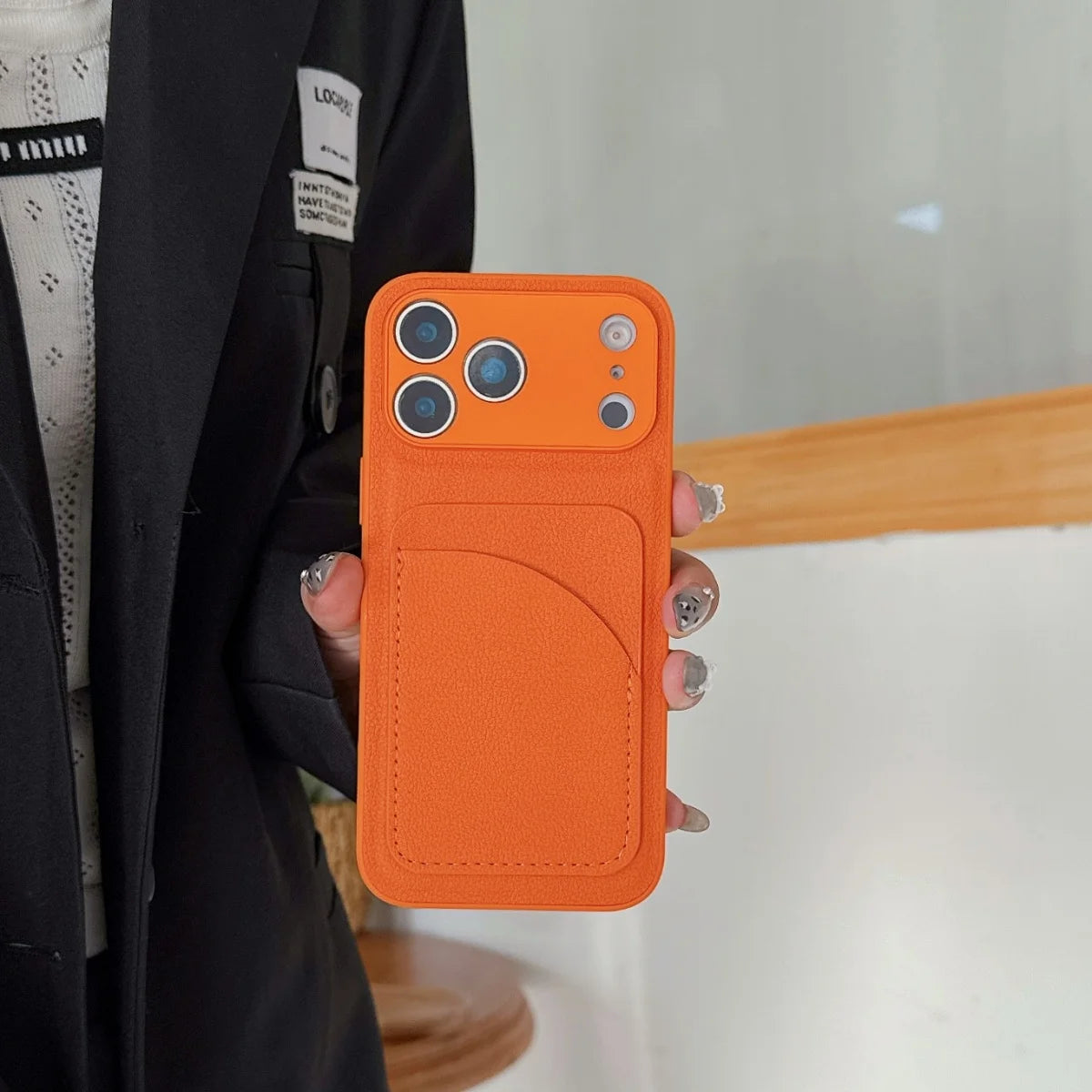 Orange Leather Wallet Case for iPhone 7-17 Air Pro Max Mini XR XS Card Holder