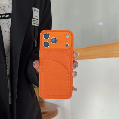 Orange Leather Wallet Case for iPhone 7-17 Air Pro Max Mini XR XS Card Holder