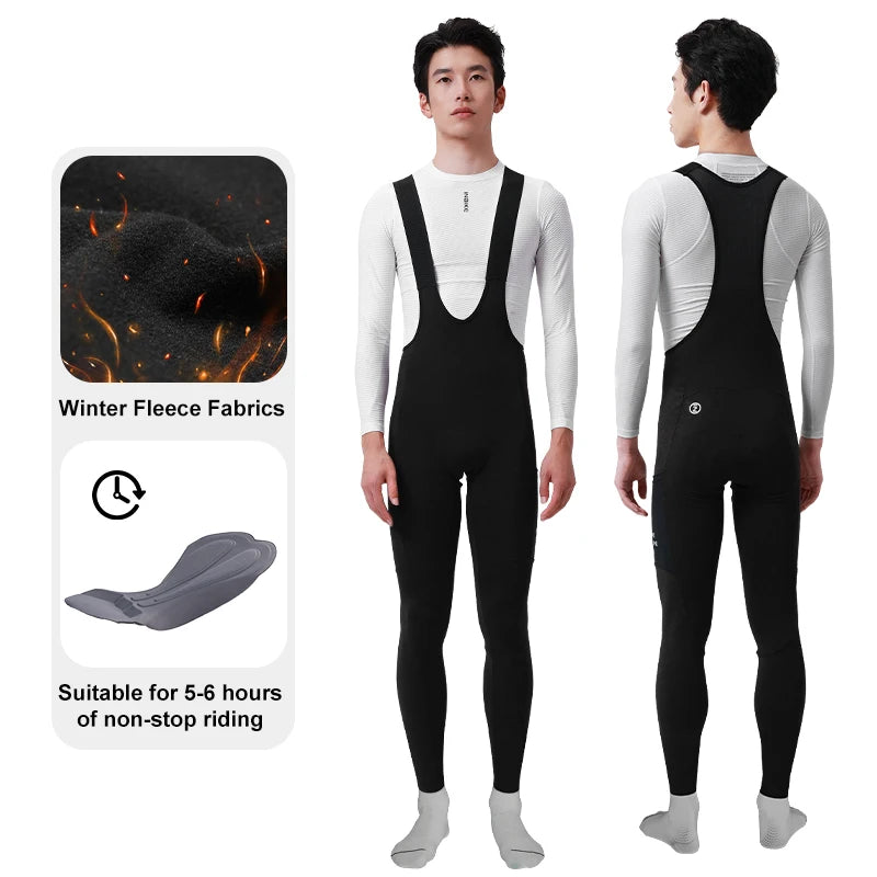 Thermal Fleece Cycling Bib Tights INBIKE Mens 3D Padded Winter MTB Road