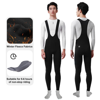 Thermal Fleece Cycling Bib Tights INBIKE Mens 3D Padded Winter MTB Road