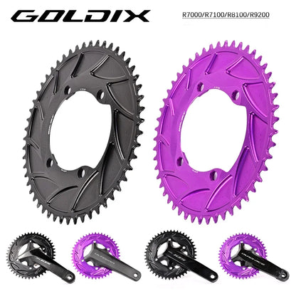 GOLDIX 110BCD AERO Chainring 3mm Offset 4-Bolt for Shimano R7000 R7100 R8100