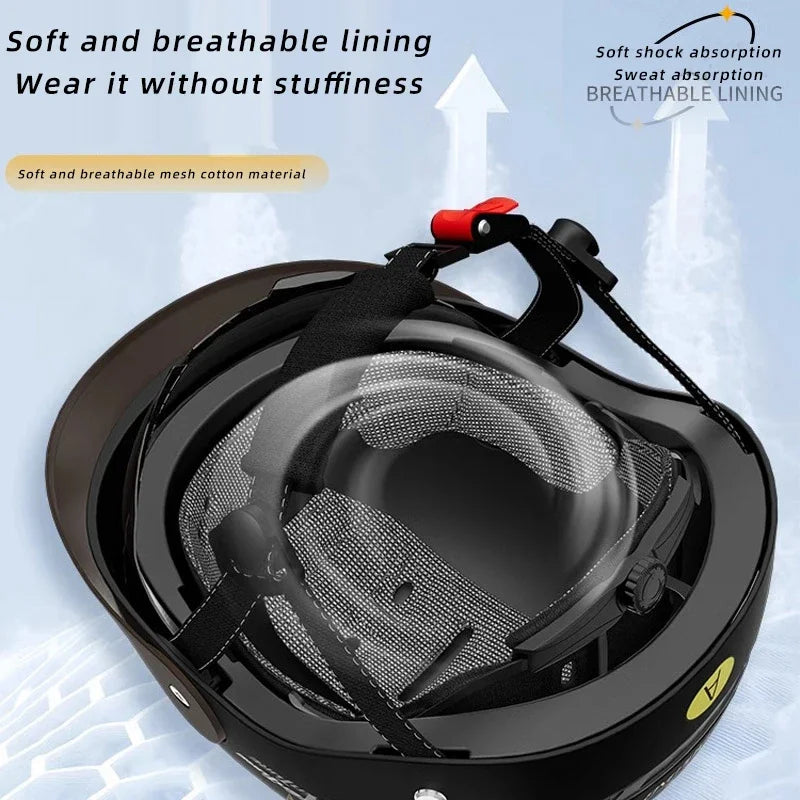 MOWK Motorcycle Vintage Half Helmet Summer Breathable Men Women Electric Jet Scooter Open Face Helmets Reflective Safety Helmets