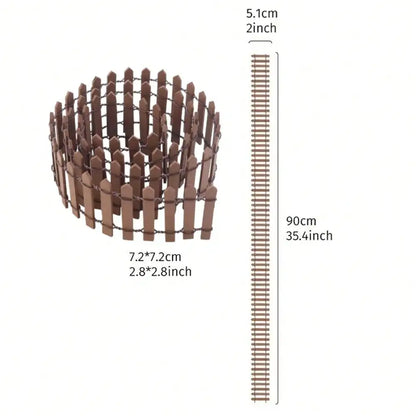1PC Mini Wooden Fence For Fairy Garden Micro Landscape Dollhouse Ornaments