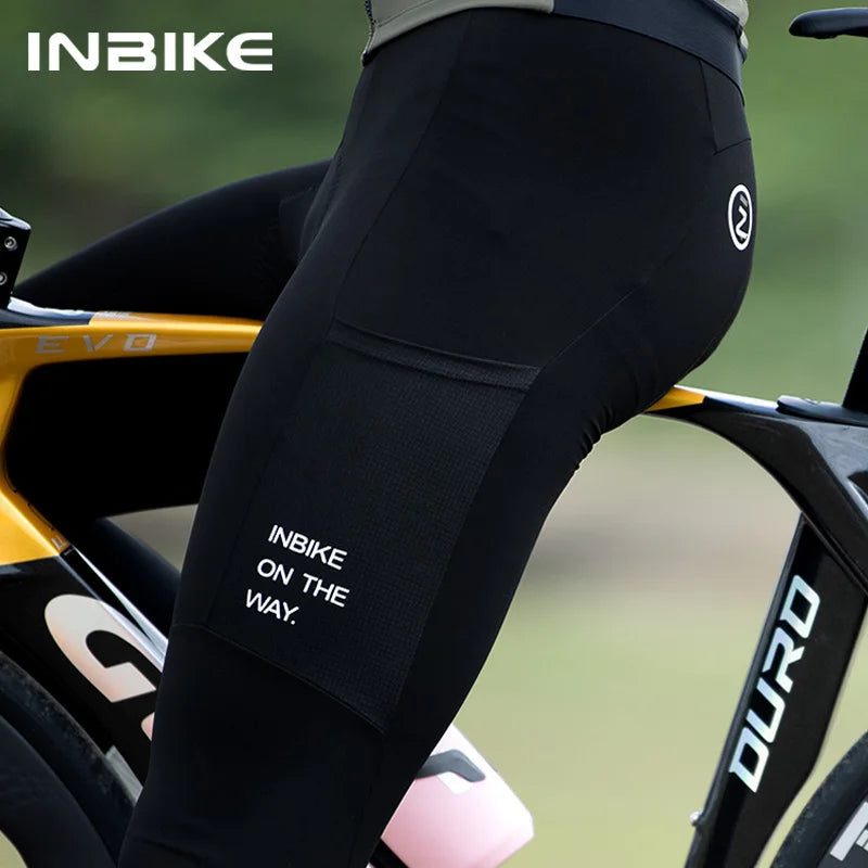 Thermal Fleece Cycling Bib Tights INBIKE Mens 3D Padded Winter MTB Road