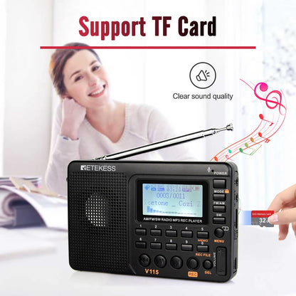 Rechargeable Radio Batteries Portable FM AM Shortwave Retekess V115 TX32