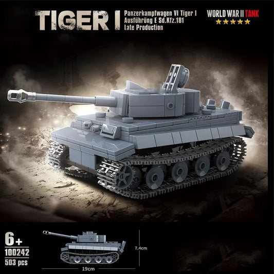 WW2 German Tiger I Tank Building Blocks Military Toy Set for Kids
