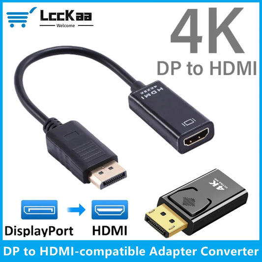 4K DisplayPort to HDMI Adapter DP Male to HDMI Female Video Converter