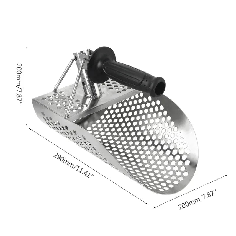Beach Treasure Hunting Sand Scoop for Metal Detecting Stainless Steel with Hexahedron 7Mm Holes Fast Sifting Metal Detector-EXPROTAS