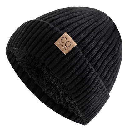 Unisex Two-tone Winter Hats Fur Lined Warm Beanie Cap for Men Women