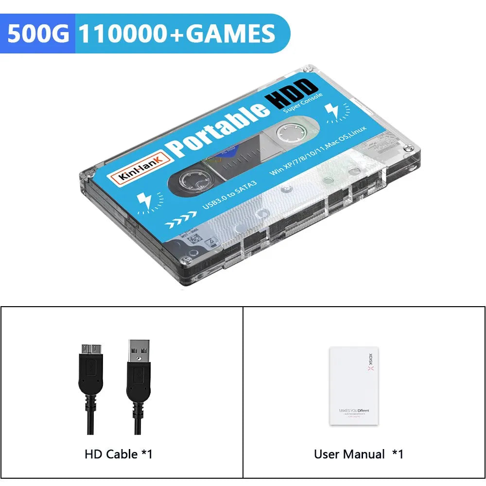 KINHANK Super Console 500G Gaming HDD 100000 Video Games 70 Emulators For DC/MAME/SS/NAOMI/PS2/PS1 Plug and Play Batocera OS-EXPROTAS