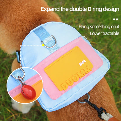 Waterproof Dogs Puppy Bag Outdoor Travel Backpack with Harness & Collar